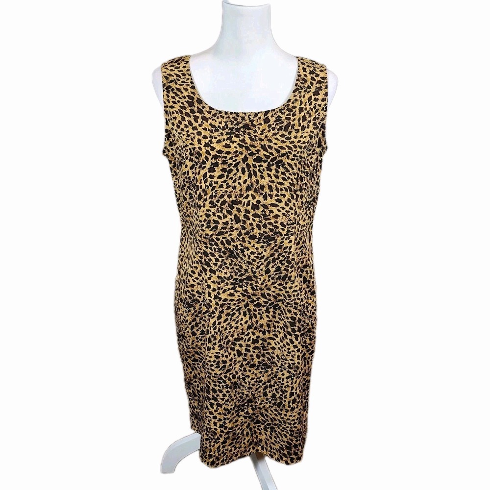 Sag Harbor Leopard Print Sheath Dress Womens 8 Animal Classic Career Casual Chic